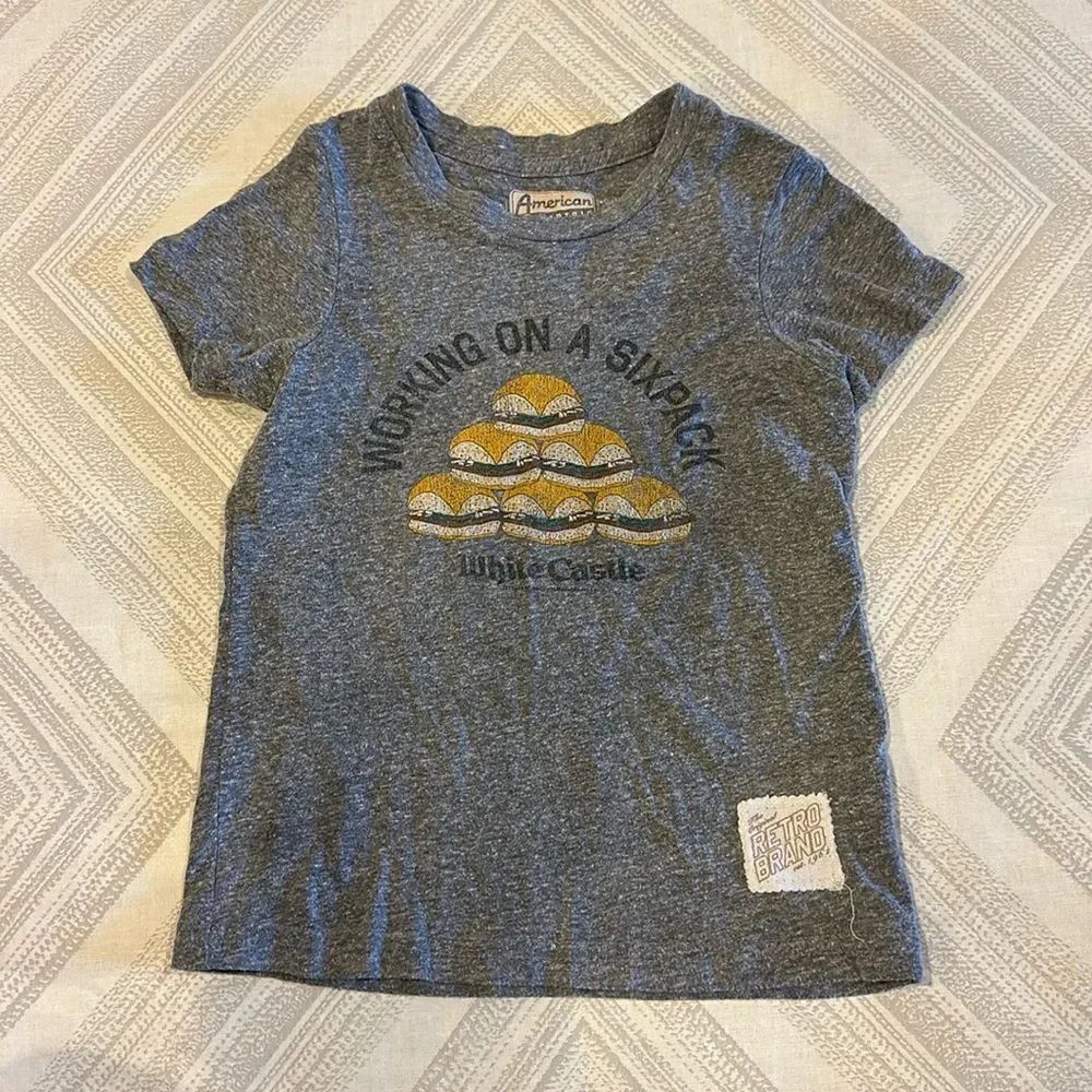 The Original Retro Brand Boys ‘Working on a Sixpack’ White Castle Grey T-Shirt